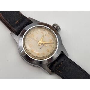 Vtg Early Timex USA Hand-Wind Mechanical Watch Women Silver Waterproof - Runs